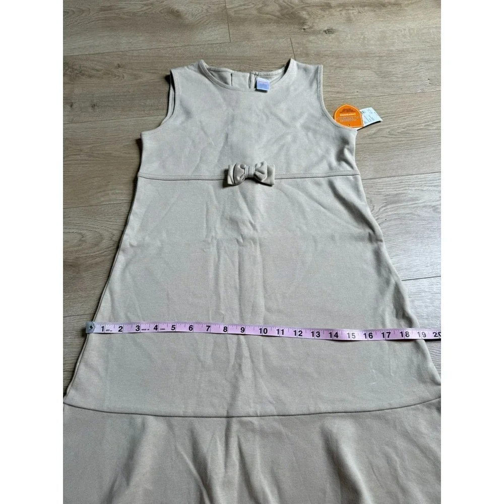 NWT Kids Girls Uniform Gymboree sleeveless bow ruffle jumper dress tan size 12